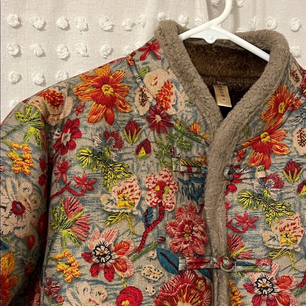 Multicolor Floral Fur lined Jacket